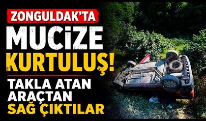 Zonguldak'ta Hurdaya Dönen Araçtan Sağ Kurtuldular!