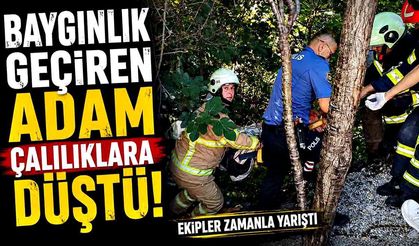 Baygınlık geçiren yaşlı adam çalılıklara düştü