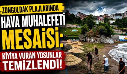Zonguldak Plajlarında Hava Muhalefeti Mesaisi: Kıyıya Vuran Yosunlar Temizlendi!