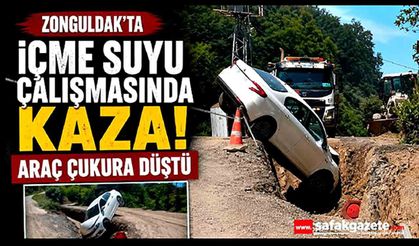 Zonguldak'ta korkutan kaza! Otomobil su kanalına düştü