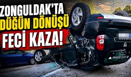 Zonguldak’ta düğün dönüşü korkutan kaza