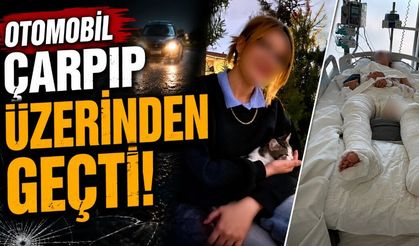 Otomobilin çarptıktan sonra üzerinden geçti