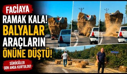 Saman balyalarının kamyondan düştüğü anlar kamerada