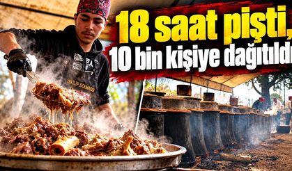 Odun ateşinde saatlerce pişti: 10 bin kişiye ikram edildi