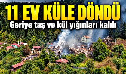 11 ev küle döndü: Köyün son hali havadan görüntülendi
