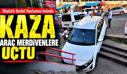 Faciadan kılpayı dönüldü: Zonguldak’ta araç merdivenlere uçtu