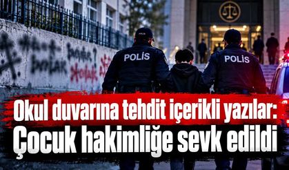 Okul duvarına tehdit içerikli yazılar: Çocuk hakimliğe sevk edildi