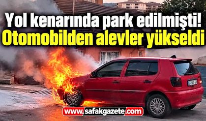 Cadde üzerinde otomobil yangını! Vatandaşlar ekiplere haber verdi