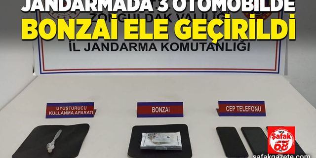 Kozlu’da 3 araçta bonzai, cep telefonu ve aparat ele geçirildi