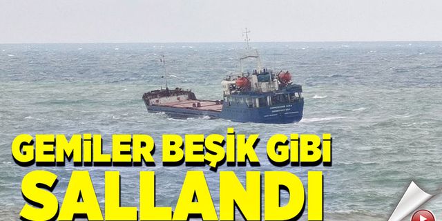 Zonguldak'ta gemiler beşik gibi sallandı