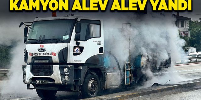 Zonguldak Karayolunda, kamyon alev alev yandı!