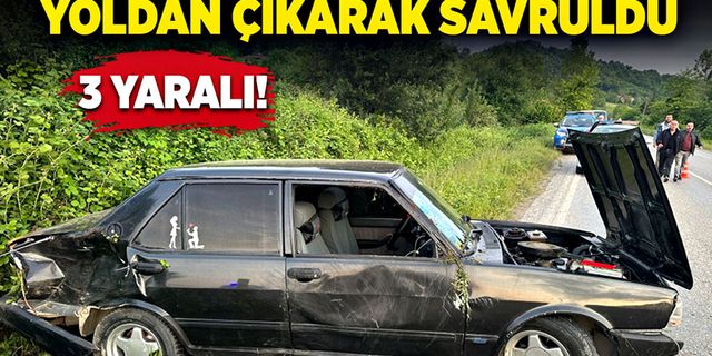 Yoldan çıkan otomobil savruldu!