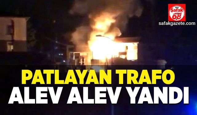 Karabük'te patlayan trafo alev alev yandı