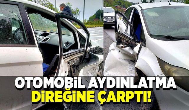 Otomobil aydınlatma direğine çarptı