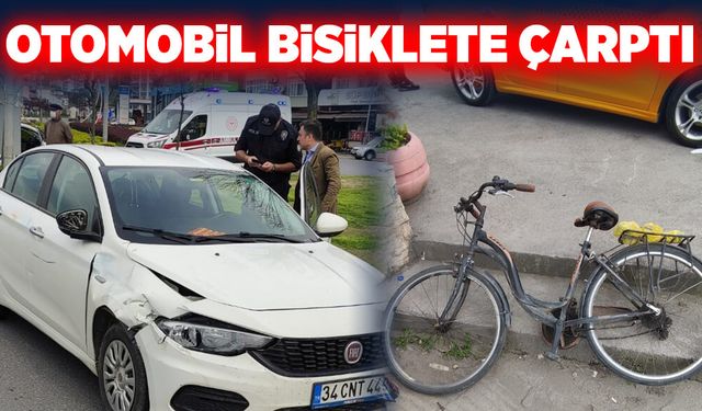 Otomobil bisiklete çarptı