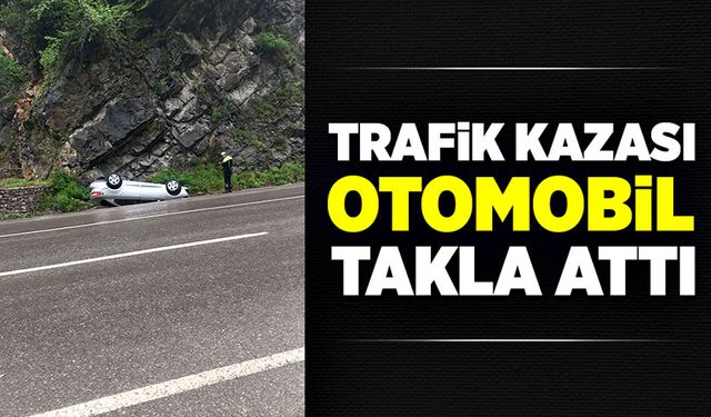 Trafik kazası otomobil takla attı!