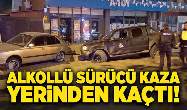 Direksiyona alkollü geçen şahıs kazaya sebep olunca kaçtı!