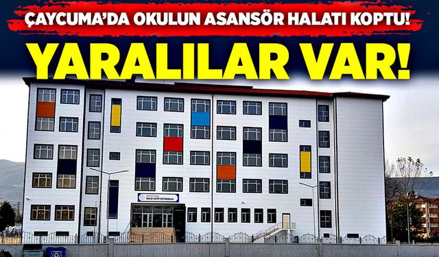 Çaycuma’da okulun asansör halatı koptu! Yaralılar var