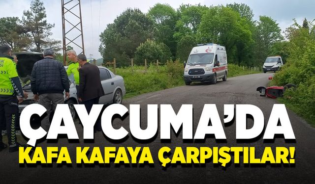 Çaycuma’da kafa kafaya çarpıştılar! Araç hurdaya döndü