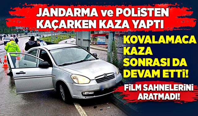 Jandarma ve Polisten kaçarken kaza yaptı. Kovalamaca kaza sonrası da bitmedi