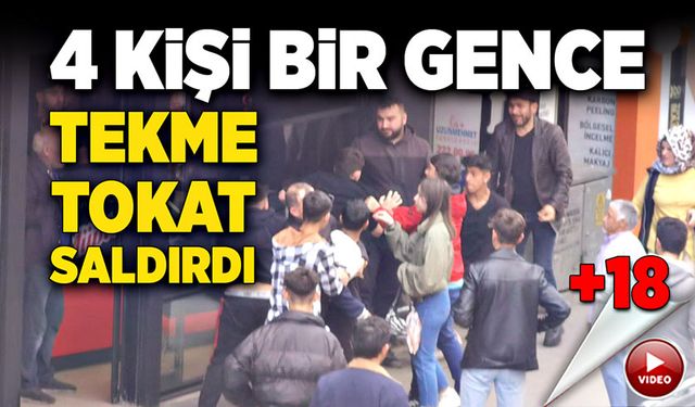 Zonguldak Gazipaşa caddesinde 4 kişi genç bir çocuğa saldırdı.