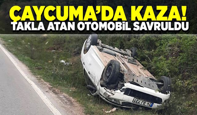 Çaycuma'da kaza! takla atıp bankete savruldu