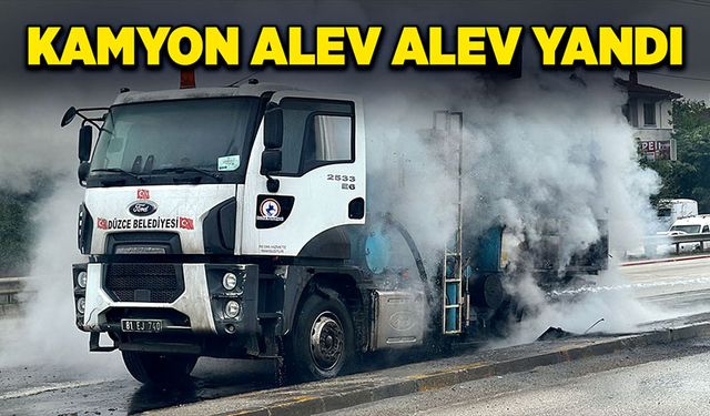 Zonguldak Karayolunda, kamyon alev alev yandı!