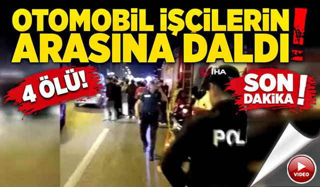 Otomobil belediye işçilerinin arasına daldı