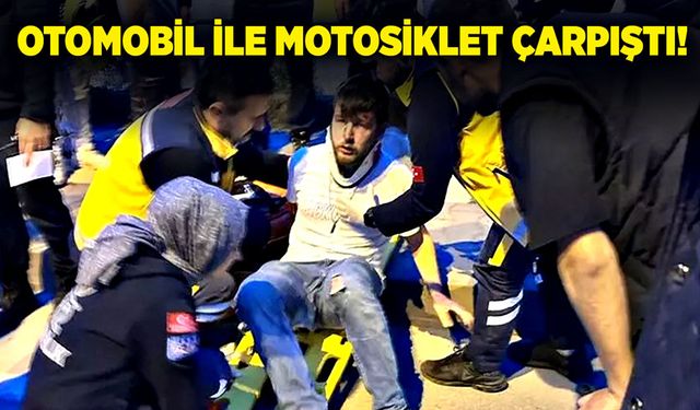 Otomobil ile motosiklet çarpıştı!