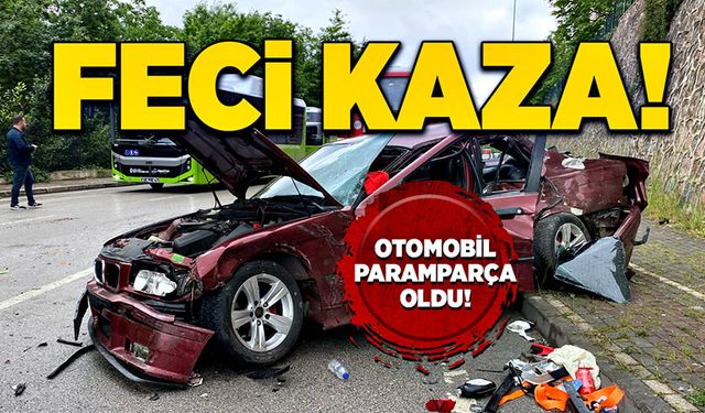 Feci kaza: Otomobil paramparça oldu!