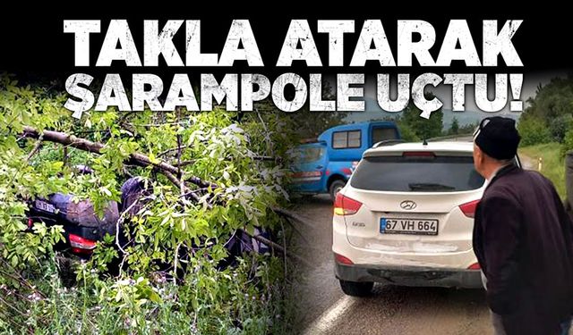 Takla atarak şarampole uçtu!