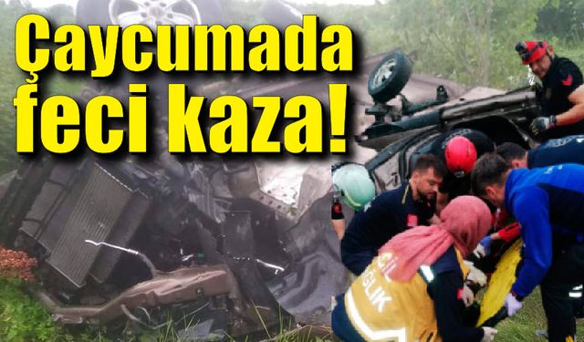 Çaycuma'da feci kaza; Yoldan çıkarak ormana uçtu! 3 yaralı