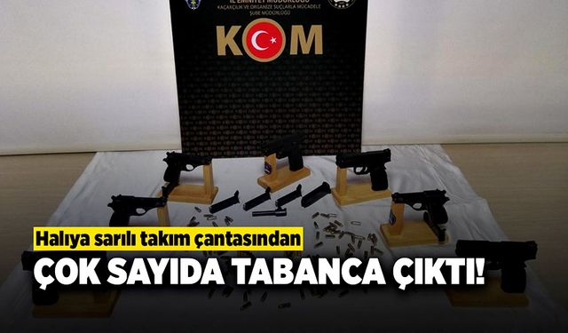 Takım çantasının içerisinden çok sayıda ruhsatsız tabanca çıktı!