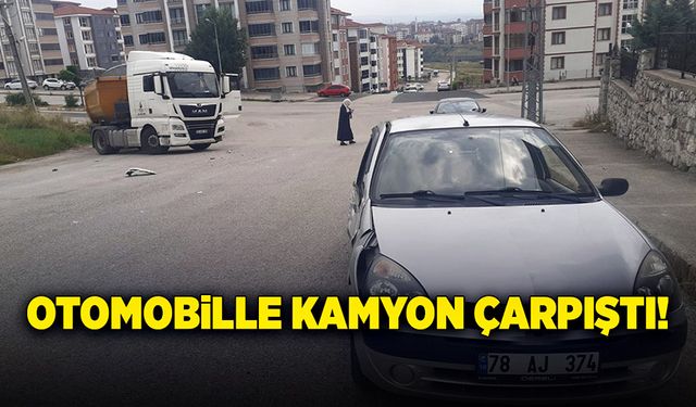 Otomobille kamyon çarpıştı! 1 yaralı