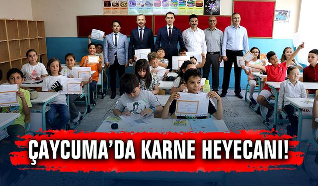 Çaycuma’da karne sevinci, öğrencilere kitap hediye edildi