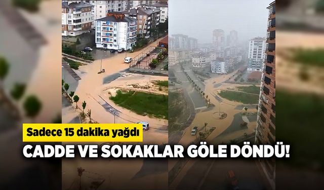 Kastamonu’da cadde ve sokaklar 15 dakika yağışla göle döndü