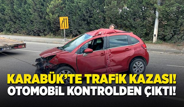 Otomobil kontrolden çıkıp kaldırıma ve aydınlatma direğine çarptı!