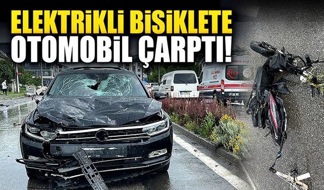 Elektrikli bisiklete otomobil çarptı! O anlar güvenlik kamerasında