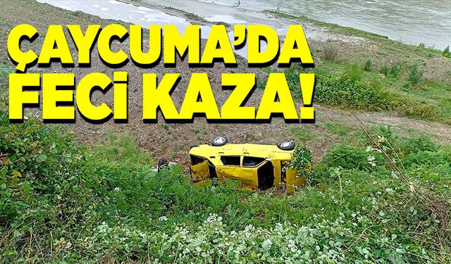 Çaycuma'da feci kaza Filyos Nehri'ne düşmekten son anda kurtuldu!