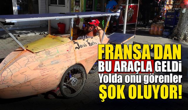 Fransa'dan bu araçla geldi: Yolda onu görenler şoke oluyor