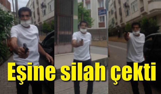 Boşanma aşamasındaki eşine silah çekti