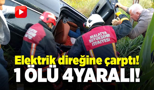 Elektrik direğine çarpan otomobildeki aileden, 1 kişi öldü 4 kişi yaralandı