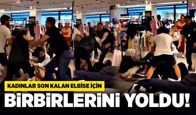 Son kalan elbise için kadınlar birbirlerini yoldu!