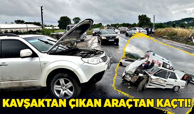 Kavşaktan çıkan araçtan kaçtı!