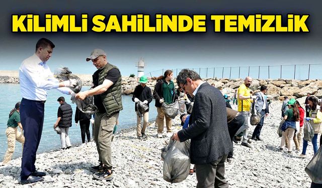 Kilimli sahilinde temizlik