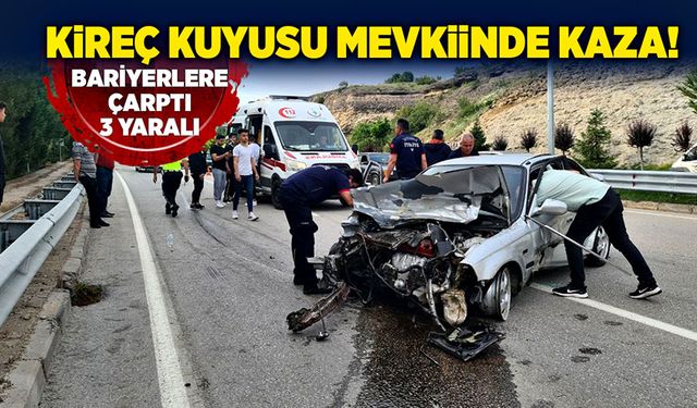 Kireç Kuyusu mevkiinde kaza! Bariyerlere çarptı: 3 yaralı