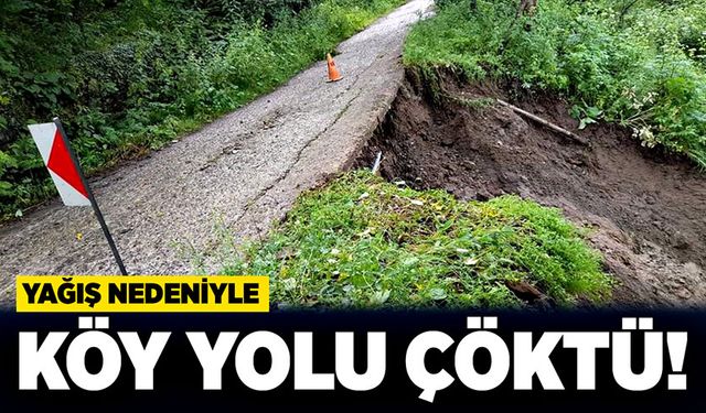 Yağış nedeniyle köy yolu çöktü