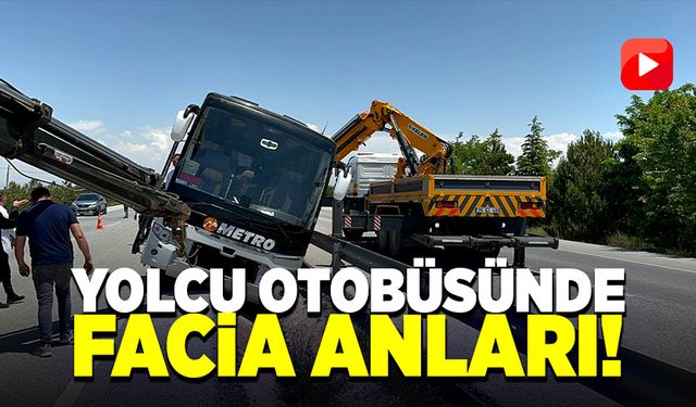 Yolcu otobüsünde facia anları refüje girip bariyerlere çarptı!