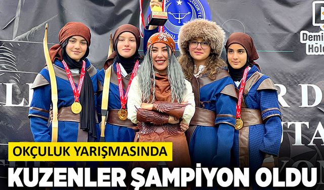 Okçuluk yarışmasında kuzenler şampiyon oldu