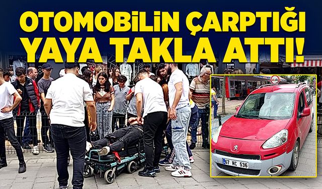 Otomobilin çarptığı yaya takla attı!